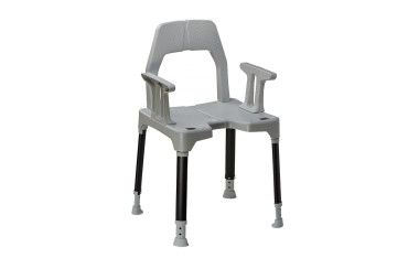 Dietz Tayo SilverLine  - antybakteryjne  krzesło prysznicowe z regulacją wysokości i oparciem wraz z podłokietnikami