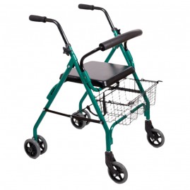 Chodzik aluminiowy czterokołowy AT51028  - wytrzymały i lekki spacer dla seniorów i osób z ograniczoną mobilnością