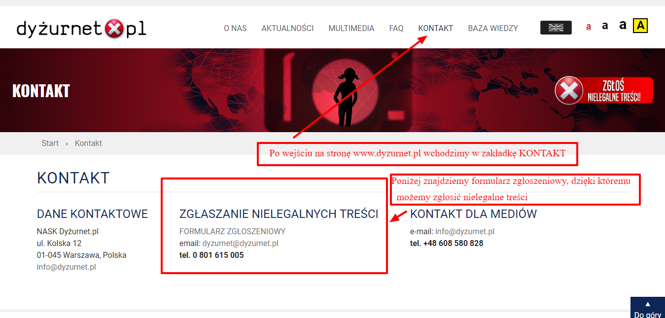 zgłaszanie nielegalnych treści w internecie