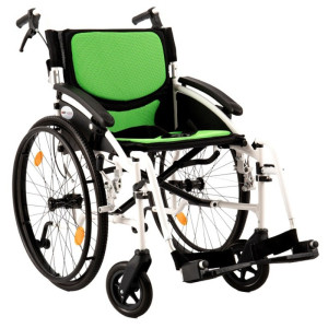 Wózek inwalidzki aluminiowy AR-303 - 45 cm - Zielony - Koła pompowane - Koła anty-wywrotne