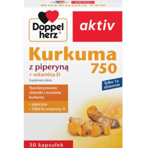 Doppelherz aktiv Kurkuma 750 z piperyną oraz witaminą D
