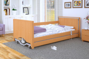 Łóżko rehabilitacyjne regulowane TAURUS 2 LUX - Metalowy jasny dąb stolik wysięgnik