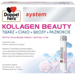 Doppelherz system KOLLAGEN BEAUTY TWARZ + CIAŁO + WŁOSY + PAZNOKCIE 30 ampułek