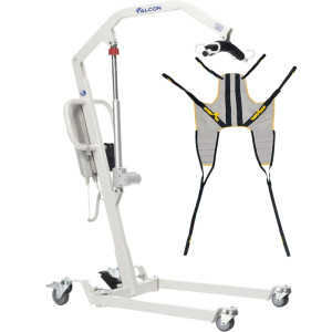 Elektryczny podnośnik pacjenta kąpielowo-transportowy na kółkach do 130 kg FALCON NOSIDŁO COMFORT POLIESTER