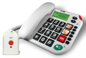 Telefon Stacjonarny dla seniora MAXCOM KXT481 SOS z obrazkami