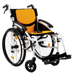 Wózek inwalidzki aluminiowy AR-303 - 41 cm - Pomarańczowy - Koła pełne
