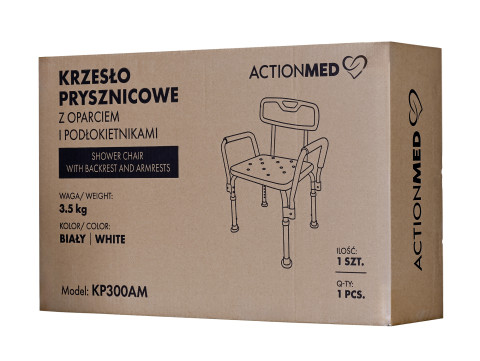 Krzesło prysznicowe z oparciem i podłokietnikami regulowane aluminiowe KP300AM - Galeria zdjęcie 5