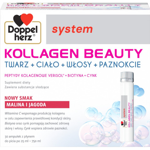 Doppelherz system KOLLAGEN BEAUTY Malina i jagoda 30 ampułek - Galeria zdjęcie 1