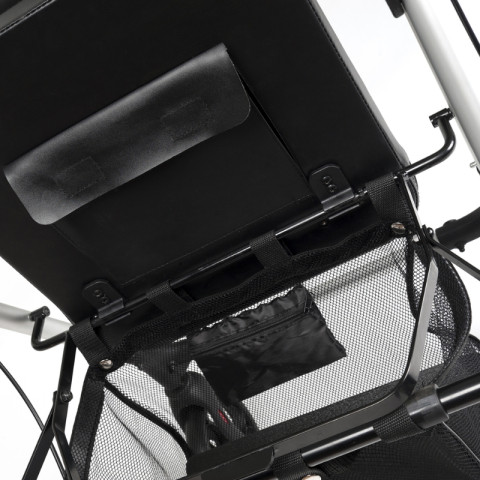 Balkonik chodzik czterokołowy rehabilitacyjny aluminiowy z regulacją wysokości siedziska ECO PLUS kolor SREBRNY - Galeria zdjęcie 4