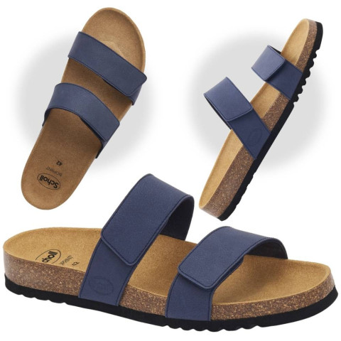 Męskie medyczne klapki z dwoma paskami Scholl TYMEG - kolor: Granatowy - rozmiar: 43 - Galeria zdjęcie 1