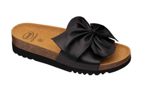 Damskie medyczne klapki z kokardą Scholl BOWY 2.0 - kolor: Czarny - rozmiar: 39 - Galeria zdjęcie 1