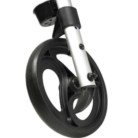 Balkonik chodzik czterokołowy rehabilitacyjny aluminiowy z regulacją wysokości siedziska ECO PLUS kolor SREBRNY - Galeria zdjęcie 5