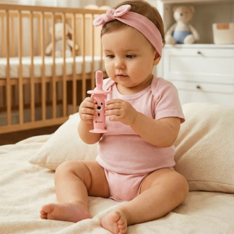 Muzyczna szczoteczka-gryzak do zębów dla dzieci Haxe Lulino - kolor Różowy - Galeria zdjęcie 9