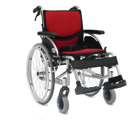 Bardzo lekki wózek inwalidzki ERGONOMIC - 13 kg ! - NFZ - Czerwony 43 cm Koła pompowane - Galeria zdjęcie 1