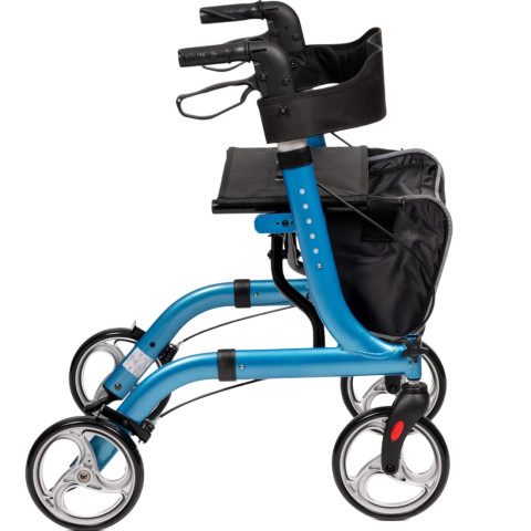 Lekki chodzik rehabilitacyjny czterokołowy aluminiowy z siedziskiem i torbą AT51046 - Galeria zdjęcie 3