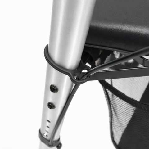 Balkonik chodzik czterokołowy rehabilitacyjny aluminiowy z regulacją wysokości siedziska ECO PLUS kolor SREBRNY - Galeria zdjęcie 3