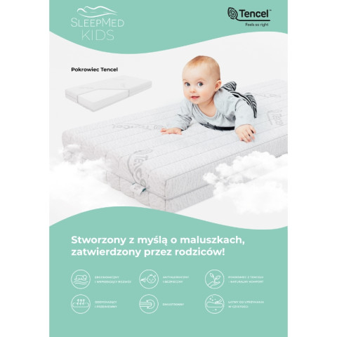 Materac dziecięcy SleepMed Kids FlexiFoam z pokrowcem z naturalnego Tencelu 80X160 - Galeria zdjęcie 3