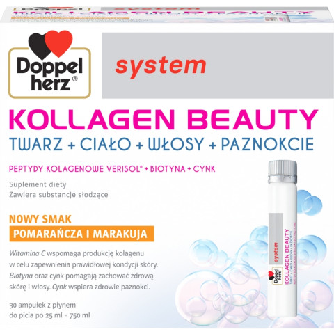 Doppelherz system KOLLAGEN BEAUTY Pomarańcza i marakuja 30 ampułek - Galeria zdjęcie 1