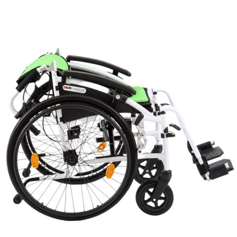 Wózek inwalidzki aluminiowy AR-303 - 51 cm - Zielony - Koła pełne - Koła anty-wywrotne - Galeria zdjęcie 2