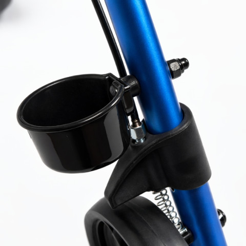 Balkonik chodzik czterokołowy rehabilitacyjny aluminiowy z regulacją wysokości siedziska ECO PLUS kolor NIEBIESKI - Galeria zdjęcie 6