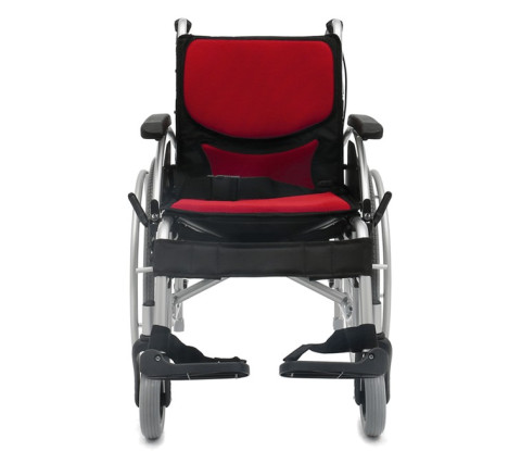 Bardzo lekki wózek inwalidzki ERGONOMIC - 13 kg ! - NFZ - Czerwony 43 cm Koła pompowane - Galeria zdjęcie 2