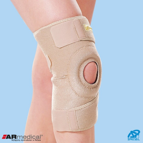 Neoprenowy stabilizator stawu kolanowego zapinany - rozmiar uniwersalny SP-6620/30 - Beżowy Krótki - Galeria zdjęcie 1