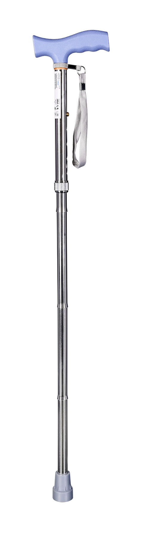 Srebrna laska ortopedyczna inwalidzka do chodzenia dla seniora składana LI101AM marki ActionMED - Galeria zdjęcie 1