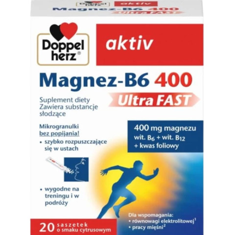 Doppelherz aktiv Magnez-B6 400 UltraFAST 20 saszetek - Galeria zdjęcie 1