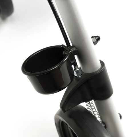 Balkonik chodzik czterokołowy rehabilitacyjny aluminiowy z regulacją wysokości siedziska ECO PLUS kolor SREBRNY - Galeria zdjęcie 6