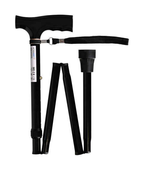 Czarna laska ortopedyczna inwalidzka do chodzenia dla seniora składana LI100AM marki ActionMED - Galeria zdjęcie 7