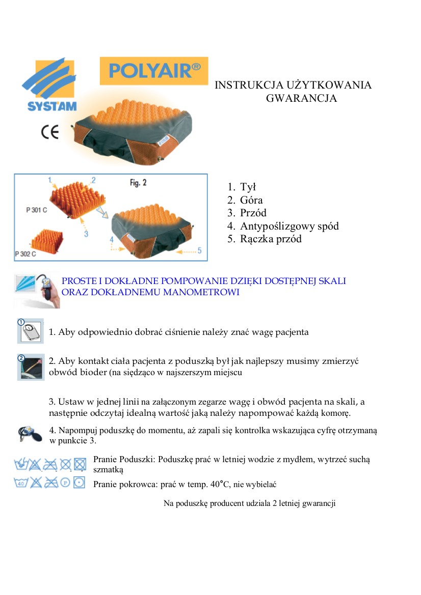 Instrukcja obsługi poduszki polyair