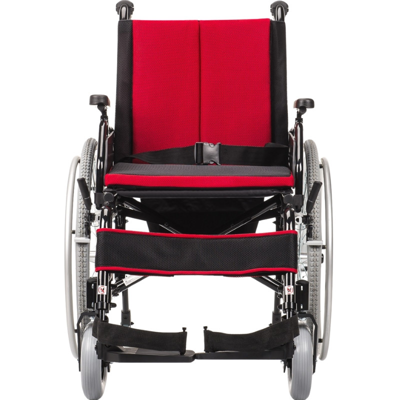 Składany wózek inwalidzki z regulacją głębokości - Cameleon - NFZ - Czerwony 16″ - zdjęcie 3