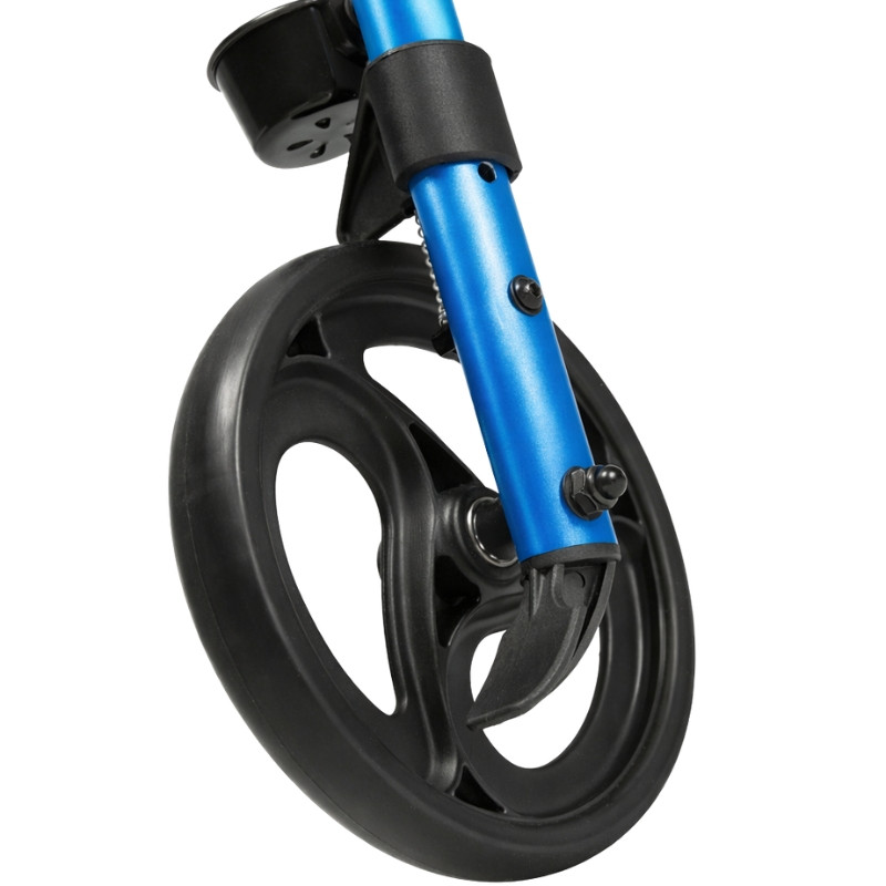 Balkonik chodzik czterokołowy rehabilitacyjny aluminiowy z regulacją wysokości siedziska ECO PLUS kolor NIEBIESKI - zdjęcie 2