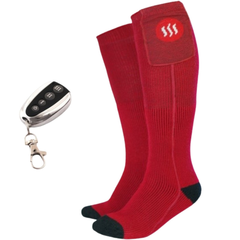 Ogrzewane skarpety GLOVII GQ3M z pilotem – 3 tryby czerwone rozmiar M - zdjęcie 1