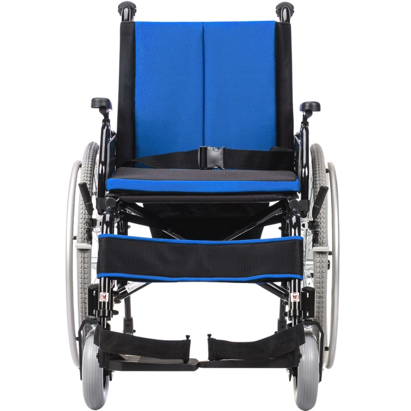 Składany wózek inwalidzki z regulacją głębokości - Cameleon - NFZ - Niebieski 18″ - zdjęcie 3