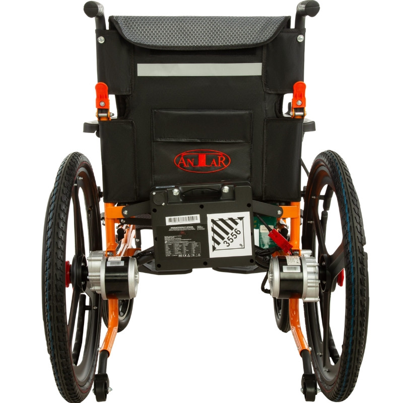 Stalowy wózek inwalidzki elektryczny składany na dużych kołach sterowany joystickiem AT52335 - zdjęcie 2
