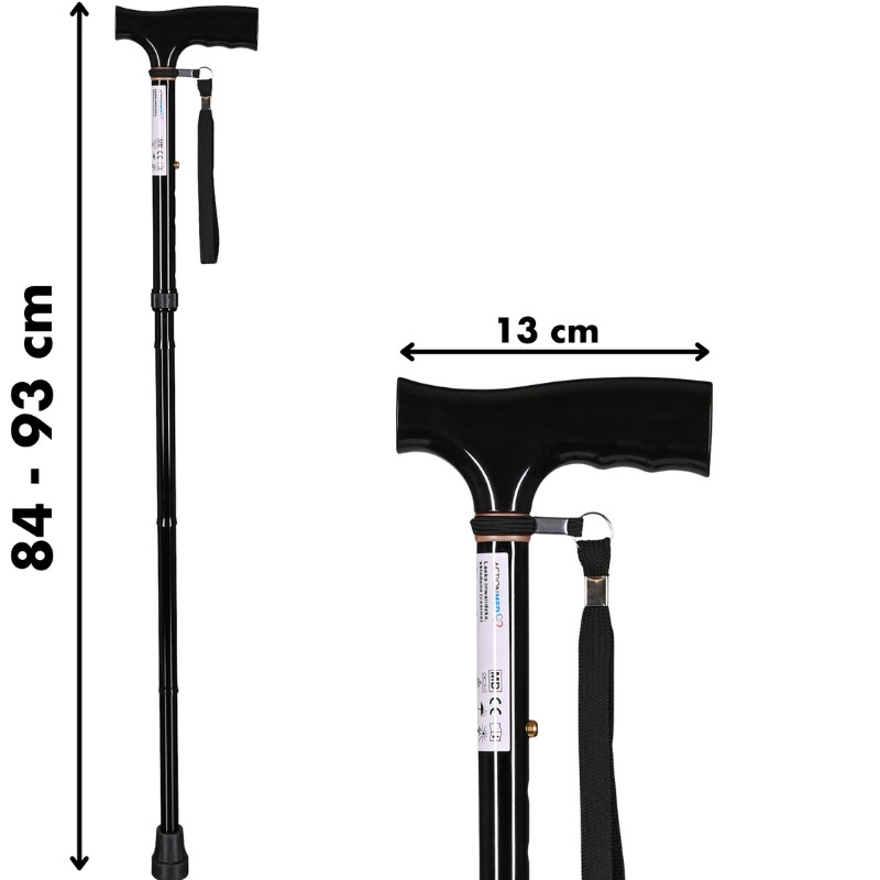 Czarna laska ortopedyczna inwalidzka do chodzenia dla seniora składana LI100AM marki ActionMED - zdjęcie 4