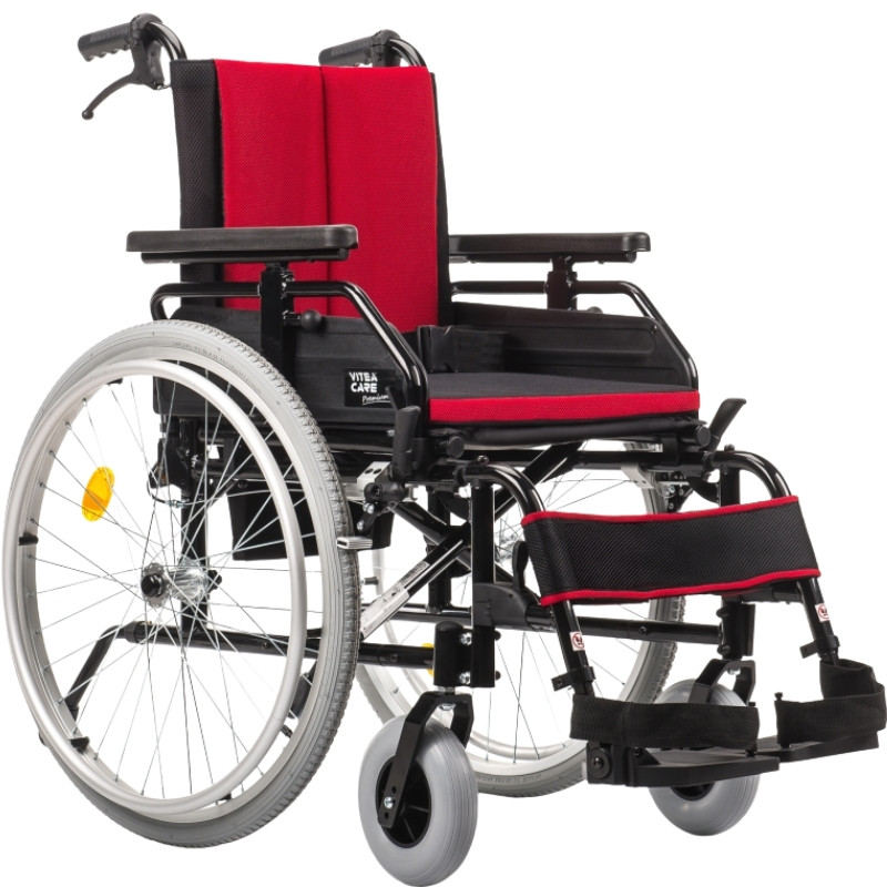 Składany wózek inwalidzki z regulacją głębokości - Cameleon - NFZ - Czerwony 20" - zdjęcie 1