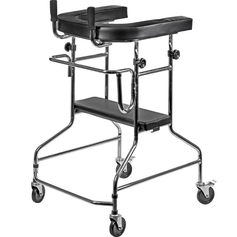 Wysoki chodzik rehabilitacyjny podpórka czterokołowa typu ambona z siedziskiem B200AM marki ActionMED - zdjęcie 1