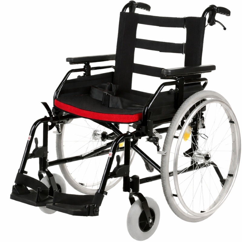 Składany wózek inwalidzki z regulacją głębokości - Cameleon - NFZ - Czerwony 20" - zdjęcie 2