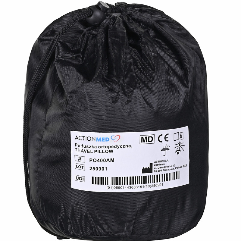 Medyczna poduszka ortopedyczna podróżna typu rogal do spania w samolocie lub samochodzie TRAVEL PILLOW PO400AM marki ActionMED - zdjęcie 5