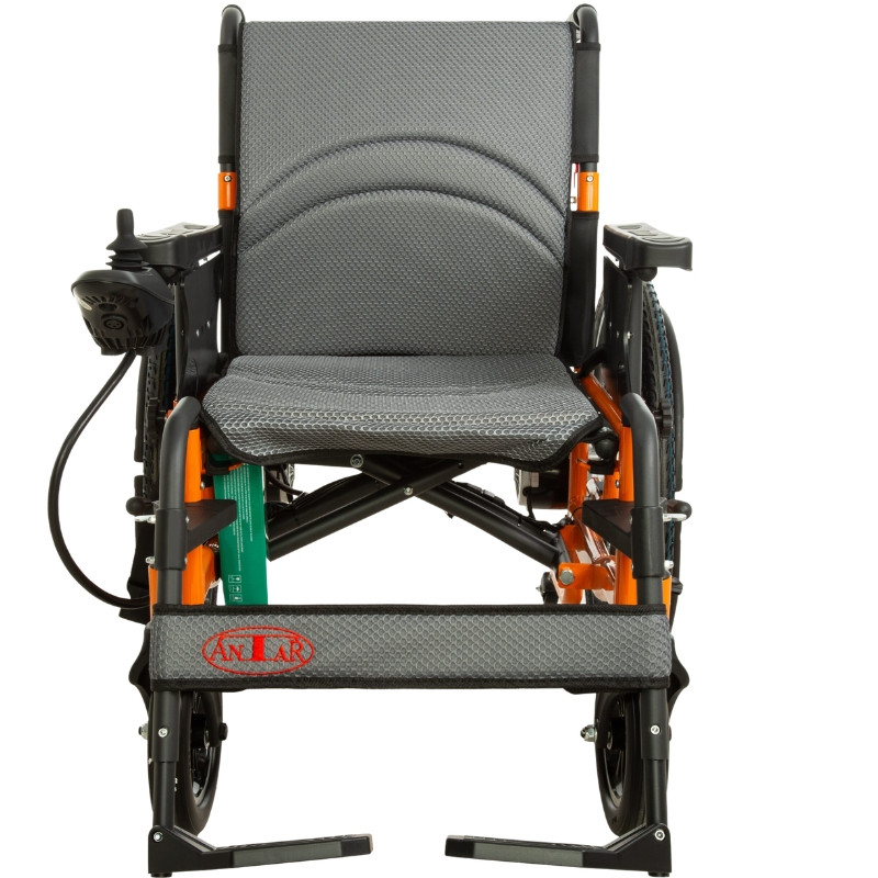 Stalowy wózek inwalidzki elektryczny składany na dużych kołach sterowany joystickiem AT52335 - zdjęcie 3