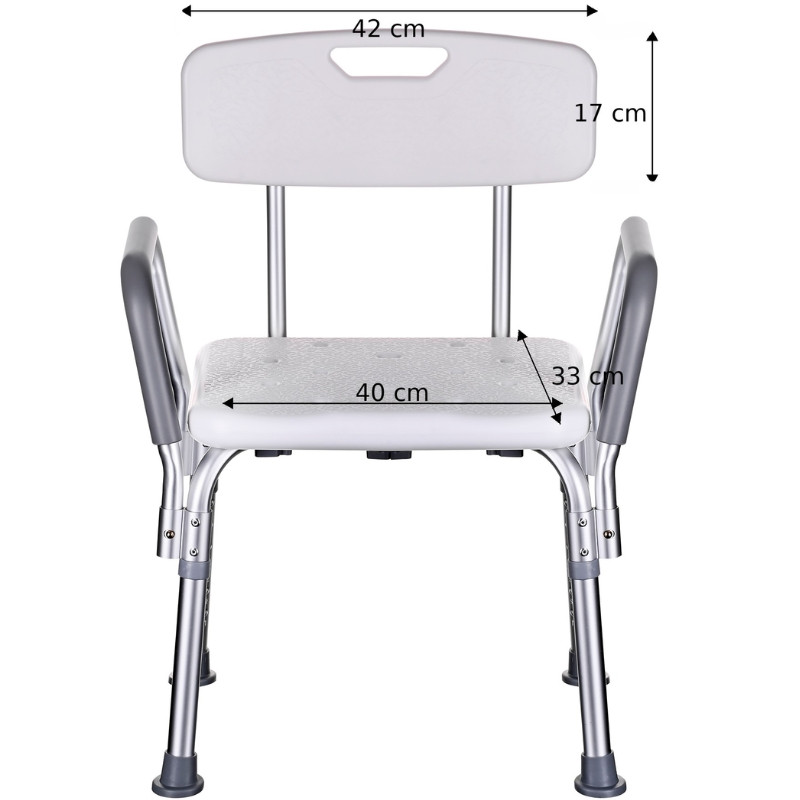 Krzesło prysznicowe z oparciem i podłokietnikami regulowane aluminiowe KP300AM - zdjęcie 9