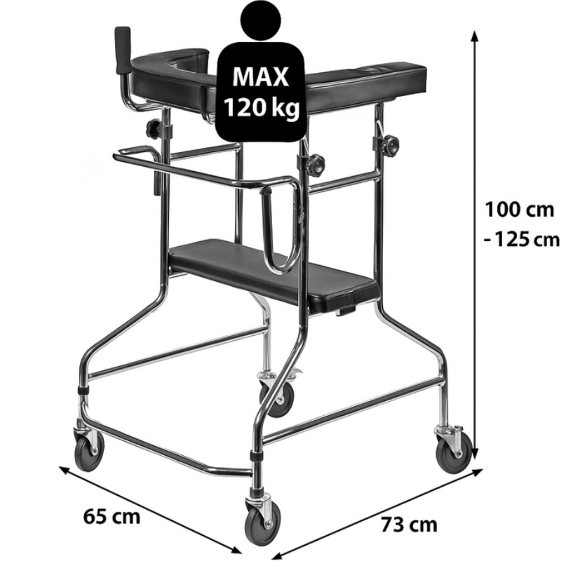Wysoki chodzik rehabilitacyjny podpórka czterokołowa typu ambona z siedziskiem B200AM marki ActionMED - zdjęcie 6