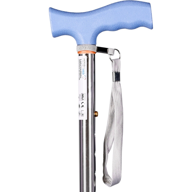 Srebrna laska ortopedyczna inwalidzka do chodzenia dla seniora składana LI101AM marki ActionMED - zdjęcie 5